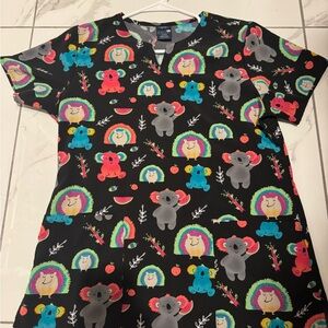 Playful Koala Print Women's Scrub Top